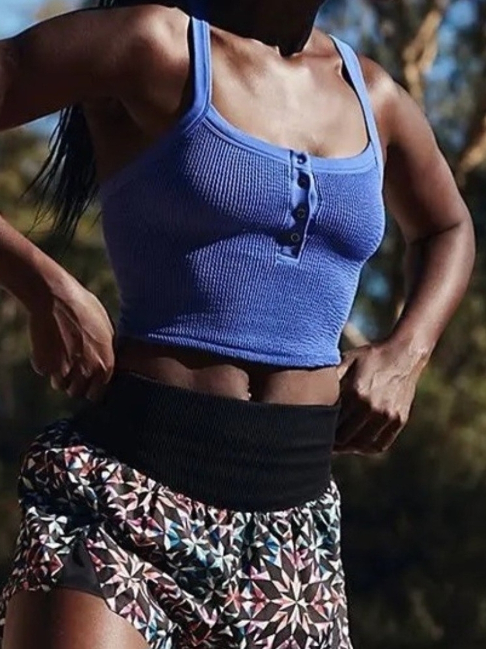 All Clear Scrunched Henley Tank Top